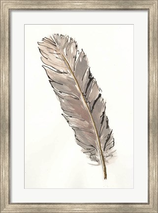 Framed Gold Feathers V Print