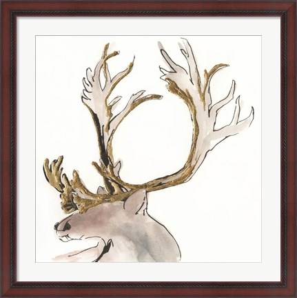 Framed Gilded Caribou II Print