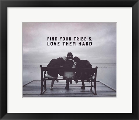 Framed Find Your Tribe - Friend Trio Grayscale Print