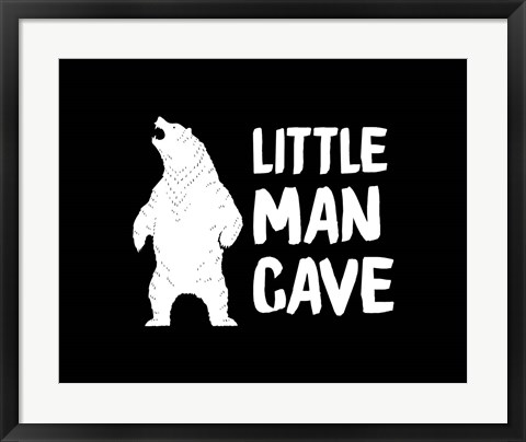 Framed Little Man Cave Standing Bear Black Print