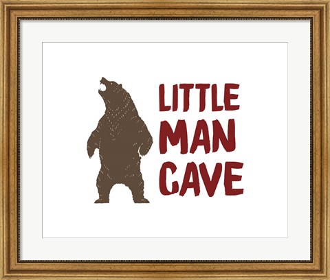 Framed Little Man Cave Standing Bear Color Print