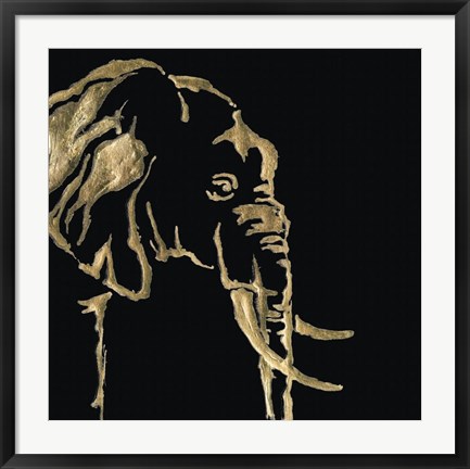 Framed Gilded Elephant on Black Print