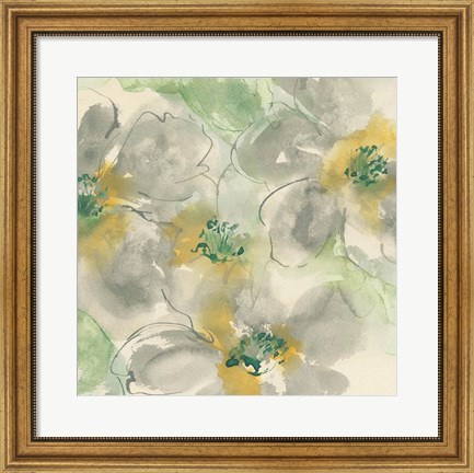 Framed Silver Quince II Teal Print