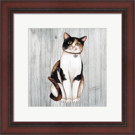 Framed Country Kitty III on Wood Print