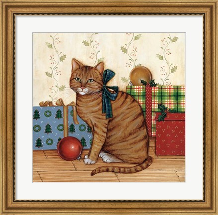Framed Christmas Kitty II Print
