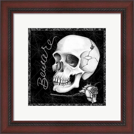 Framed Arsenic and Old Lace Skull Beware Print