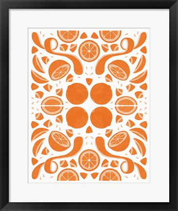 Framed Retro Orange Otomi Monotone Print