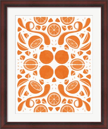 Framed Retro Orange Otomi Monotone Print