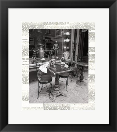 Framed Barking at the Waiter with Newsprint Print