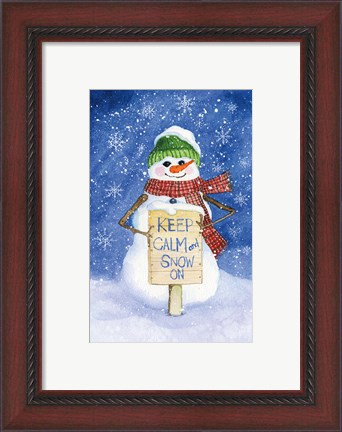 Framed Snowman Saying I on Blue Print