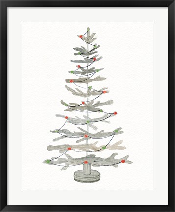 Framed Coastal Holiday Tree II Red Print
