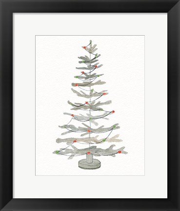 Framed Coastal Holiday Tree II Red Print