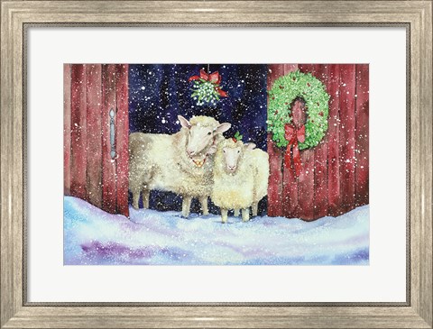 Framed Christmas Sheep Print