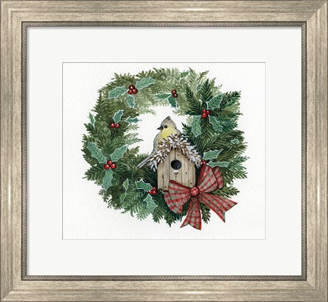 Framed Holiday Wreath III Print