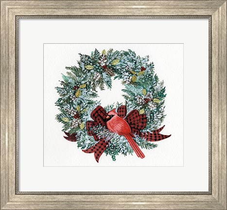 Framed Holiday Wreath I Print
