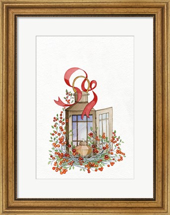 Framed Holiday Lantern I Print