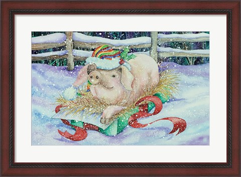 Framed Christmas Pig Print