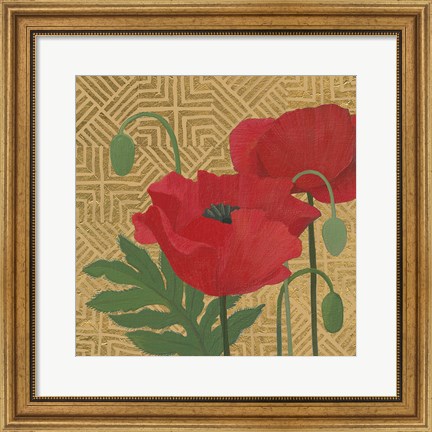 Framed More Poppies with Pattern Print