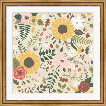 Framed Autumn Garden Pattern VIII Print