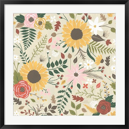 Framed Autumn Garden Pattern VIII Print