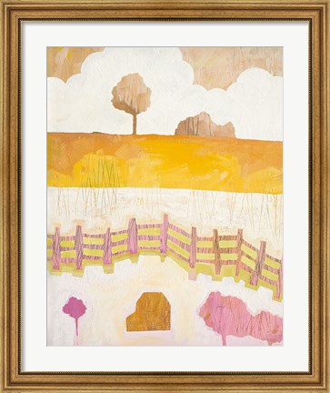 Framed Field and Clouds Print