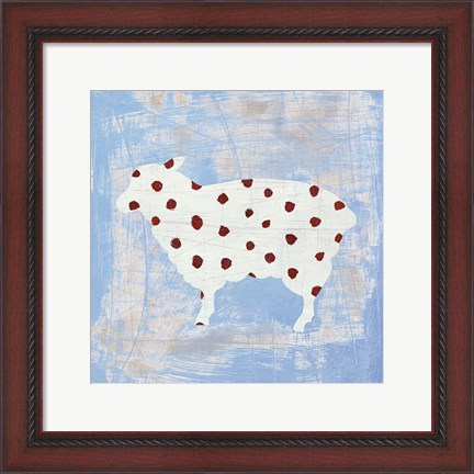 Framed Modern Americana Farm II on Blue Print