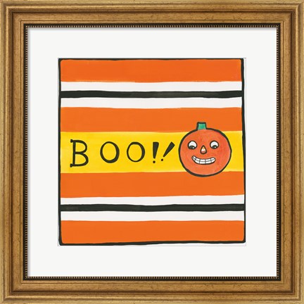 Framed Halloween Boo Pumpkin Print