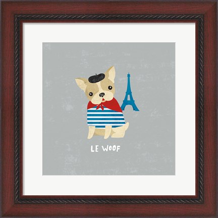 Framed Good Dogs French Bulldog Gray Print