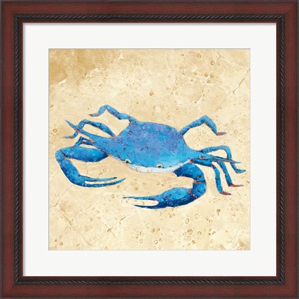 Framed Blue Crab V Neutral Crop Print