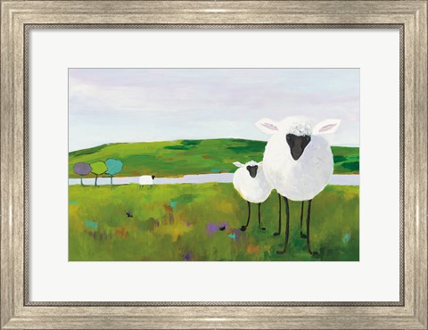 Framed Sheep in the Meadow Print