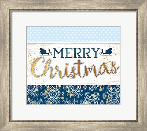 Framed Merry Christmas Blue Print