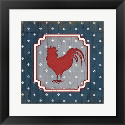Framed Red White and Blue Rooster X Print
