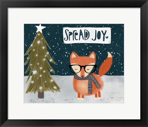 Framed Spread Joy Hipster Fox Print