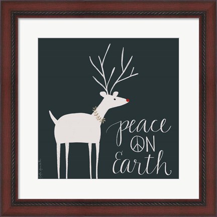 Framed Peace on Earth Reindeer Print