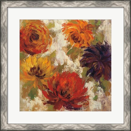 Framed Fiery Dahlias II Print