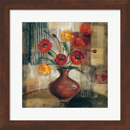 Framed Poppies in a Copper Vase I Print