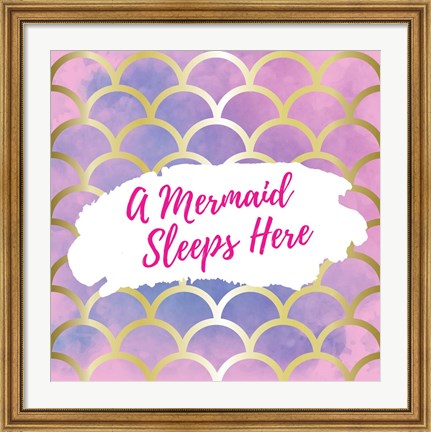 Framed Mermaid Sleeps Here Print