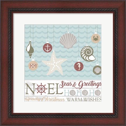 Framed Coastal Christmas Shells Print