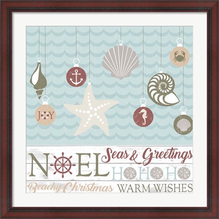 Framed Coastal Christmas Shells Print