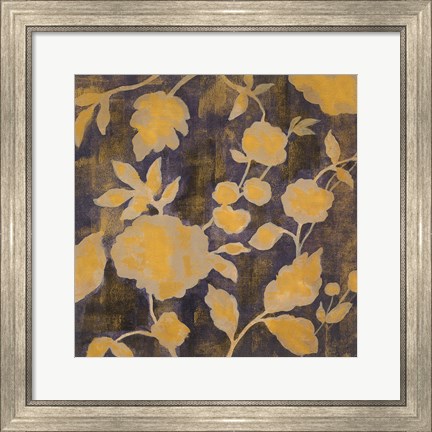 Framed Indigo and Gold Silhouettes II Print