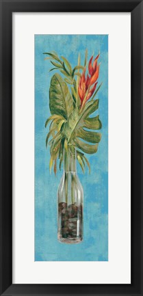 Framed Tropical Lush II on Blue Print