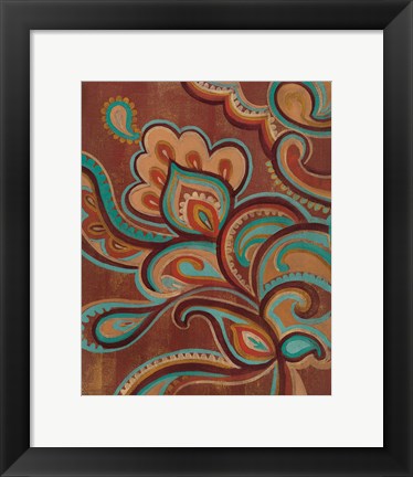 Framed Bohemian Paisley I Turquoise Print