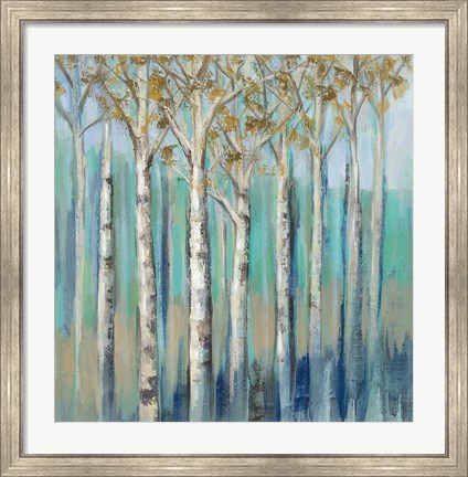 Framed Birches at Dawn Print