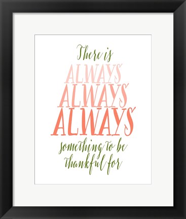 Framed Be Thankful - Green and Coral Print