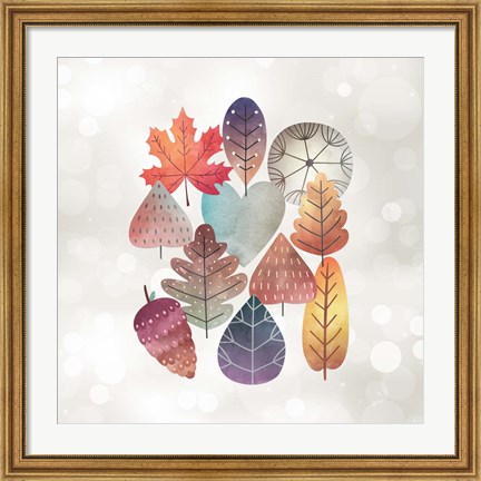 Framed Leaves on Bokeh Print