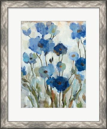 Framed Abstracted Floral in Blue II Print