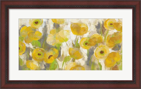 Framed Floating Yellow Flowers I Crop Print