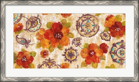 Framed Hibiscus and Mandala Flowers Print