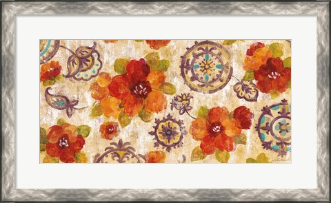 Framed Hibiscus and Mandala Flowers Print