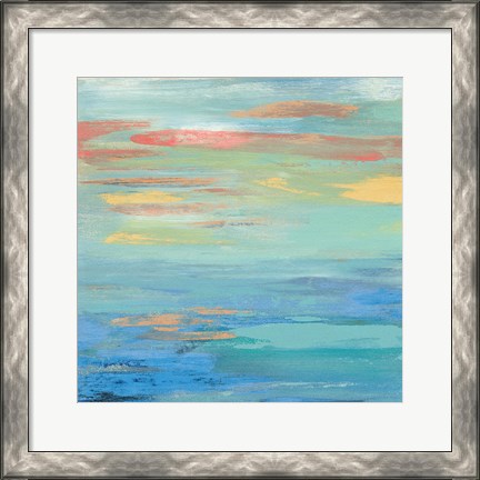 Framed Sunset Beach I Bright Print